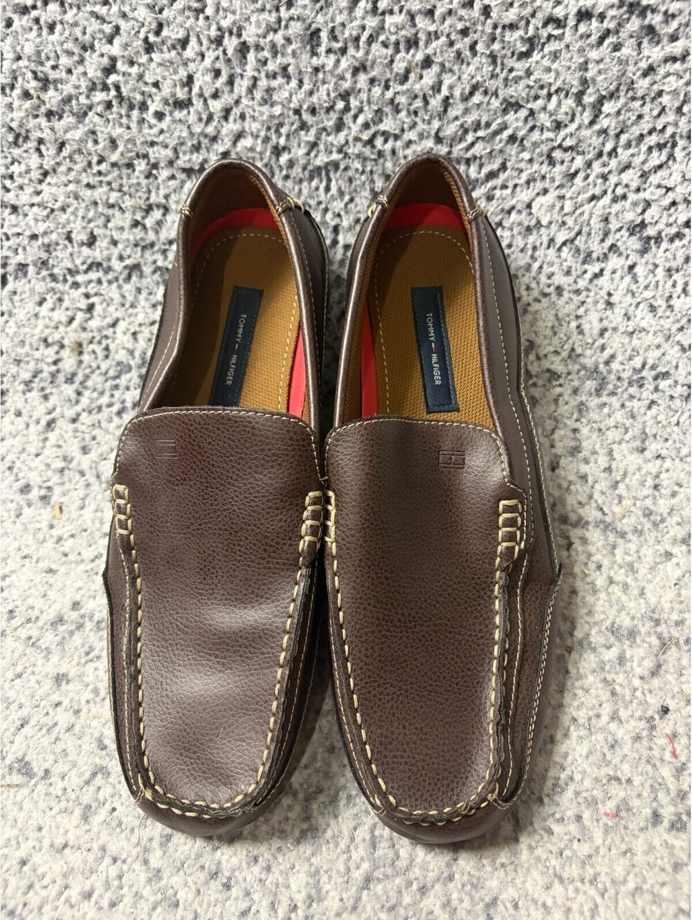 Tommy Hilfiger Jonathan Mens 9.5 Brown Driving Loafers Moc Toe Slip On Shoes